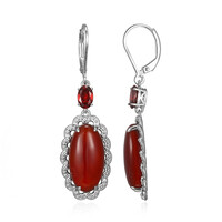 Red Agate Silver Earrings