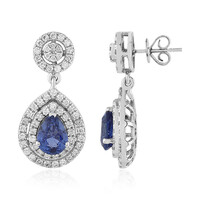 18K Ceylon Blue Sapphire Gold Earrings