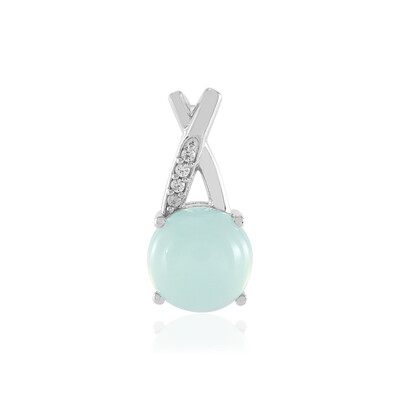 Aqua Chalcedony Silver Pendant