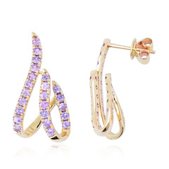 9K Unheated Ceylon Purple Sapphire Gold Earrings