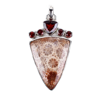 Petrified Coral Silver Pendant