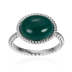 Green Agate Silver Ring