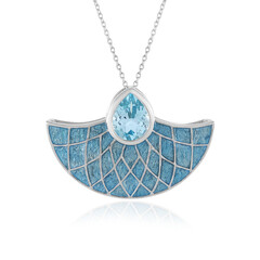 Sky Blue Topaz Silver Necklace (Adela Silber)