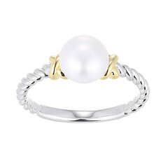 White Freshwater Pearl Silver Ring