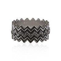 Black Diamond Silver Ring