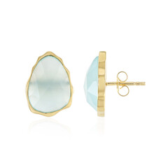 Aqua Chalcedony Silver Earrings