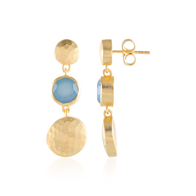 Blue Chalcedony Brass Earrings (Juwelo Style)