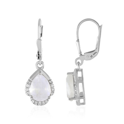 Rainbow Moonstone Silver Earrings