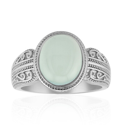 Aqua Chalcedony Silver Ring