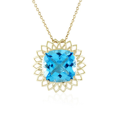 9K Swiss Blue Topaz Gold Necklace (Ornaments by de Melo)