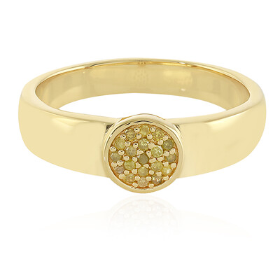 I3 Yellow Diamond Silver Ring