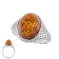 Cognac Baltic Amber Silver Ring