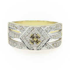 Champagne Diamond Silver Ring