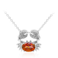 Peach-coloured mystic quartz crystal Silver Necklace