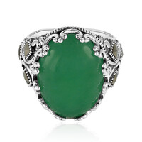 Green Agate Silver Ring (Annette classic)