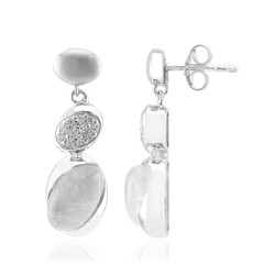 Rainbow Moonstone Silver Earrings