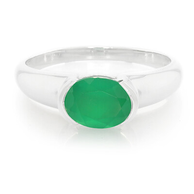 Green Chalcedony Silver Ring