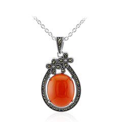 Red Agate Silver Necklace