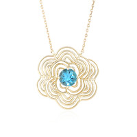 9K Swiss Blue Topaz Gold Necklace (Ornaments by de Melo)