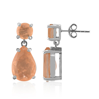 Peach Pastel Quartz Silver Earrings