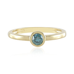 9K I2 Blue Diamond Gold Ring