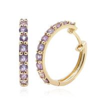 9K Unheated Ceylon Purple Sapphire Gold Earrings