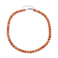 Orange calcite Silver Necklace