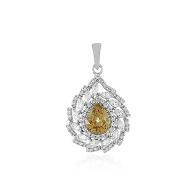 Yellow Zircon Silver Pendant