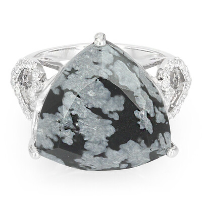 Snowflake Obsidian Silver Ring