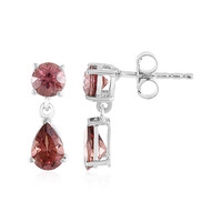 Pink Zircon Silver Earrings