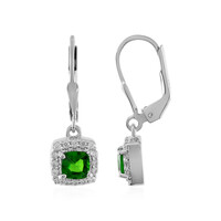 Russian Diopside Silver Earrings