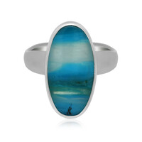 Blue Atacama Opal Silver Ring