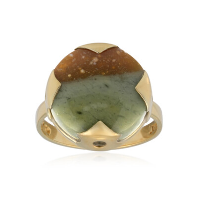 Petrified Wood Silver Ring (Bali Barong)