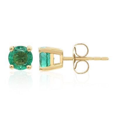 10K AAA Zambian Emerald Gold Earrings