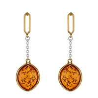 Cognac Baltic Amber Silver Earrings