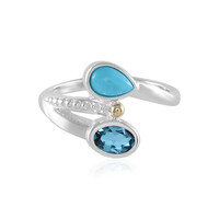 London Blue Topaz Silver Ring (Granulieren)