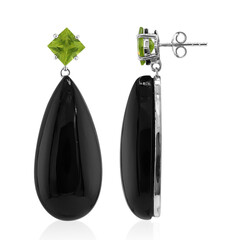 Black Onyx Silver Earrings