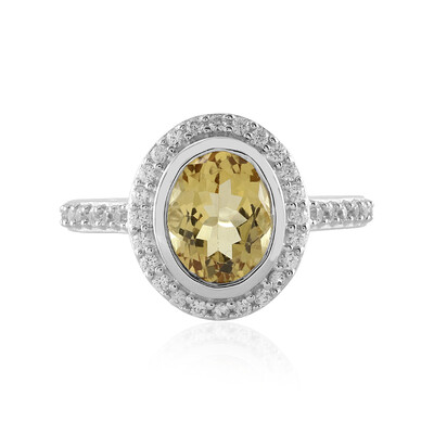 Yellow Beryl Silver Ring