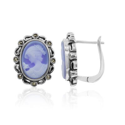 Blue Lace Agate Silver Earrings