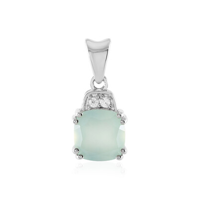 Aqua Chalcedony Silver Pendant