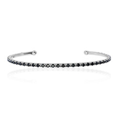 Black Spinel Silver Bangle