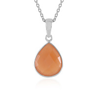 Peach Moonstone Silver Necklace