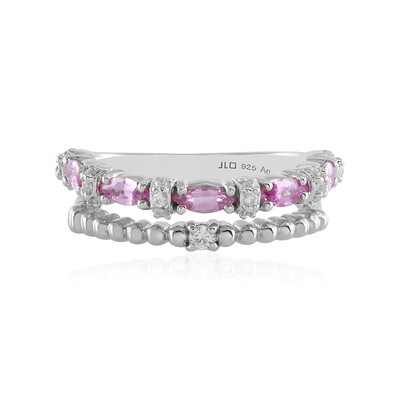 Unheated Ceylon Pink Sapphire Silver Ring