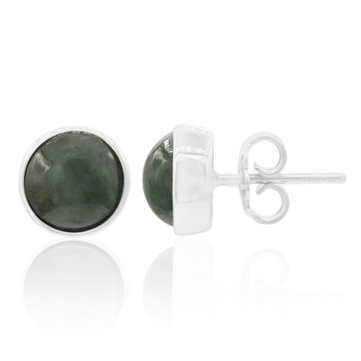 Green Jadeite Silver Earrings (Annette)