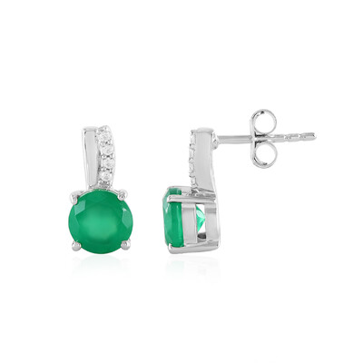 Green Onyx Silver Earrings