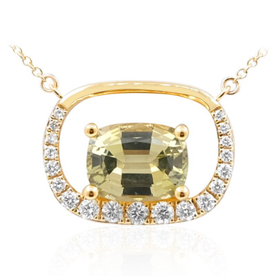 9K Unheated Yellow Tanzanite Gold Necklace (de Melo)