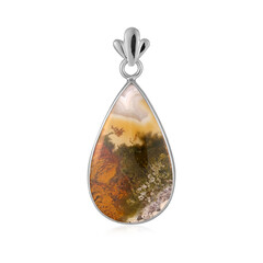 Moss Agate Silver Pendant (Bali Barong)