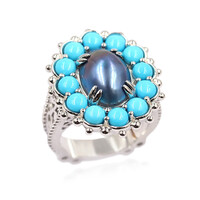 Mabe Pearl Silver Ring (Dallas Prince Designs)