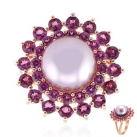 Purple Ming Pearl Silver Ring