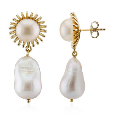 White Freshwater Pearl Silver Earrings (TPC)